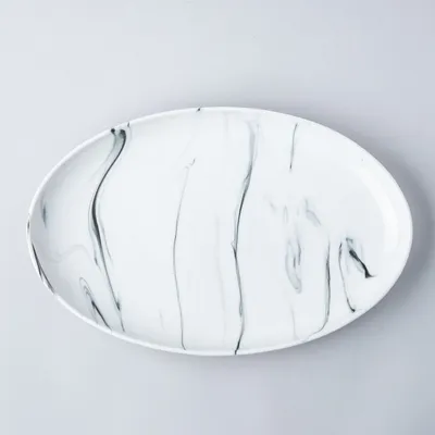KSP Marble Porcelain Oval Platter (White/Grey