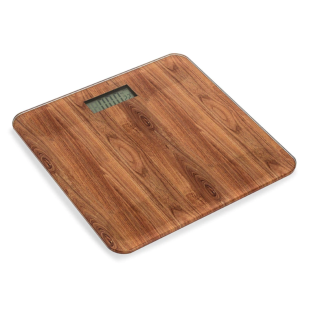 KSP Verra Glass 'Wood Grain' Digital Bathroom Scale (Natural)