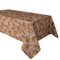 Easycare Printed 'Subtle Leaves' Polyester Tablecloth 58"x78" (Beige)