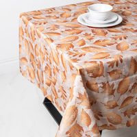 Easycare Printed 'Subtle Leaves' Polyester Tablecloth 58"x78" (Beige)