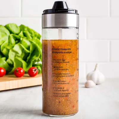 KSP Fresh Mix Glass Salad Dressing Bottle (Stainless Steel)