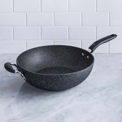 The Rock Gourmet Non-Stick Wok-Stir Fry Pan (Grey)