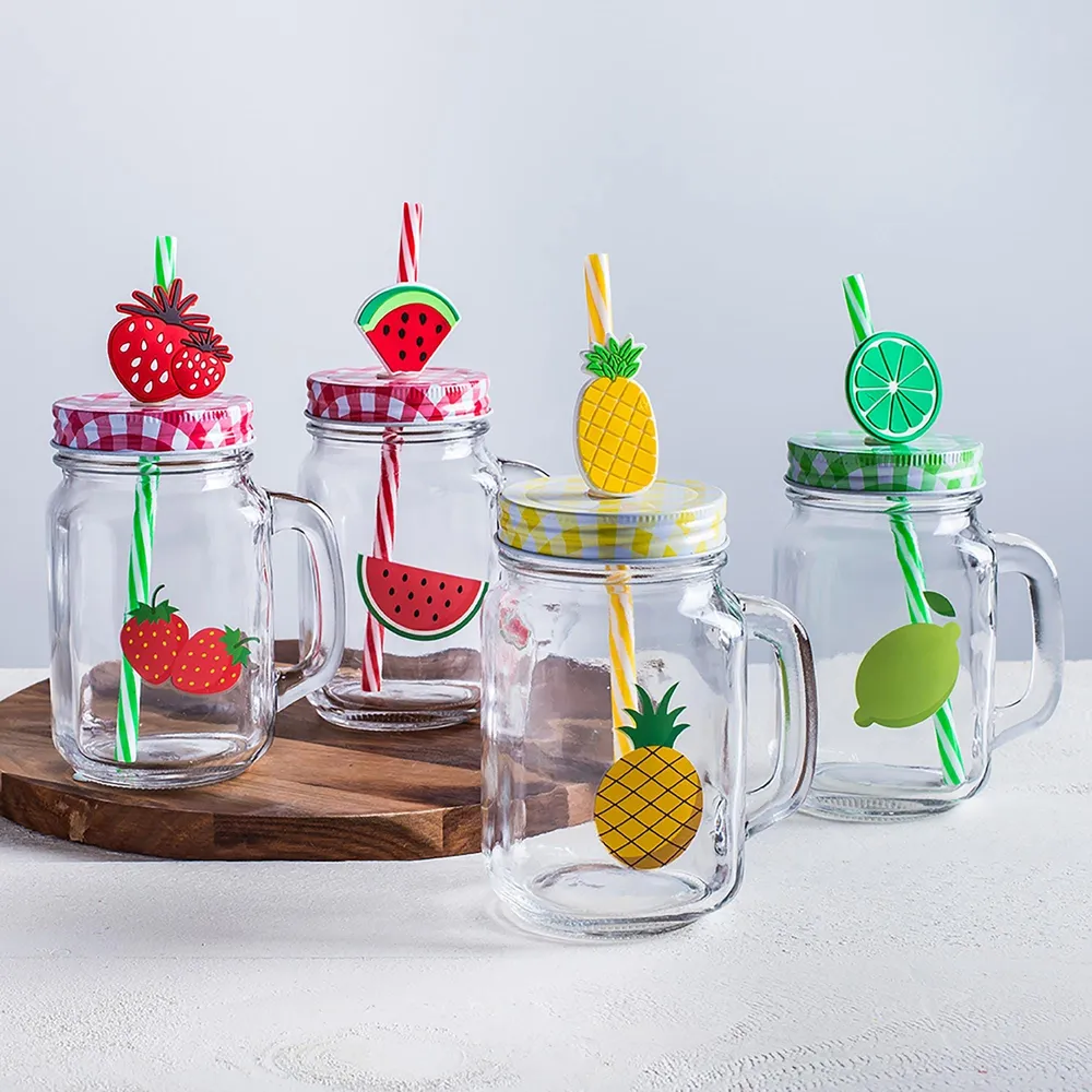 KSP Ice Cold 'Fruitfun' Glass Mason Drinking Jar - Set of 4