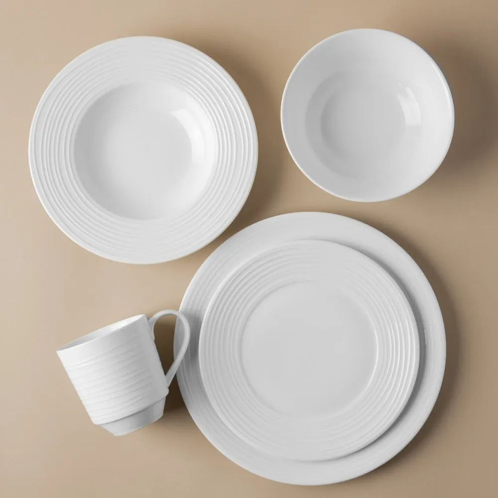 KSP A La Carte 'Rings' Porcelain Soup- Pasta Plate (White)