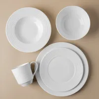 KSP A La Carte 'Rings' Porcelain Soup- Pasta Plate (White)