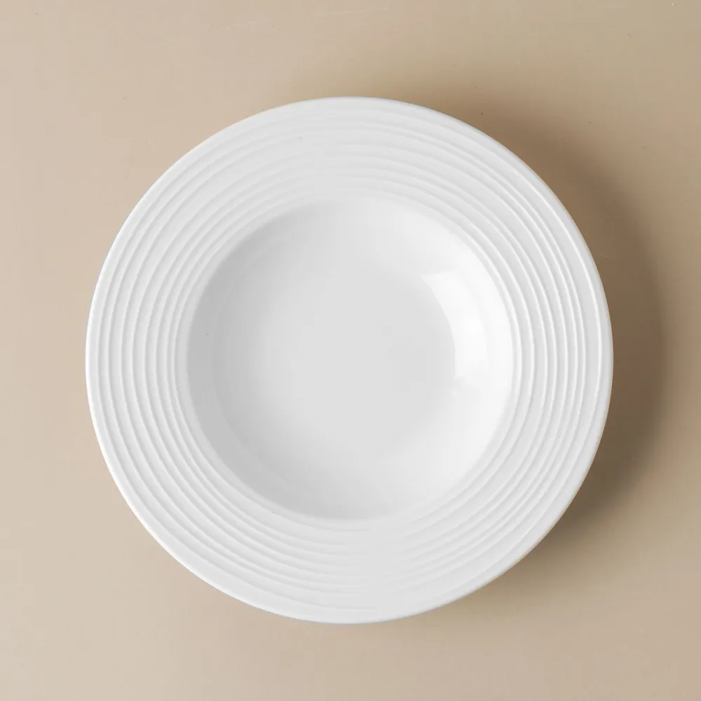 KSP A La Carte 'Rings' Porcelain Soup- Pasta Plate (White)