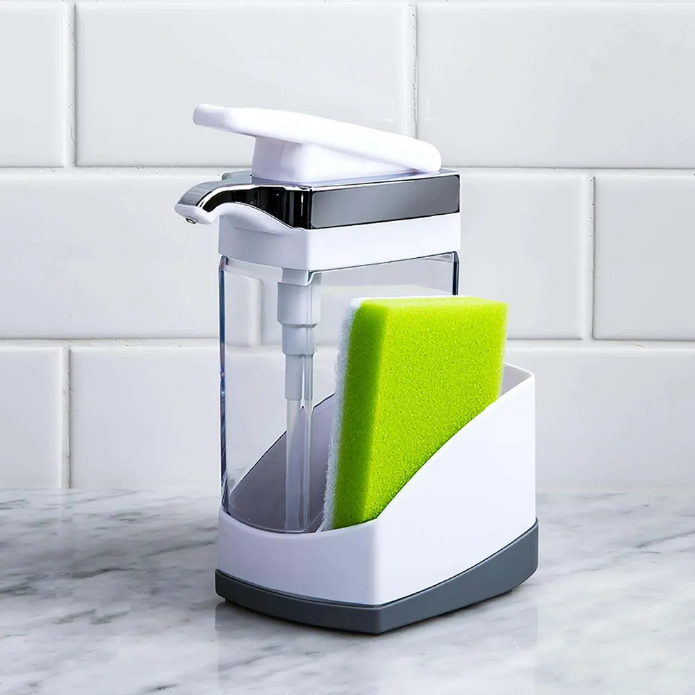 Casabella Sink Sider Soap Dispenser with Sponge (White/Grey)