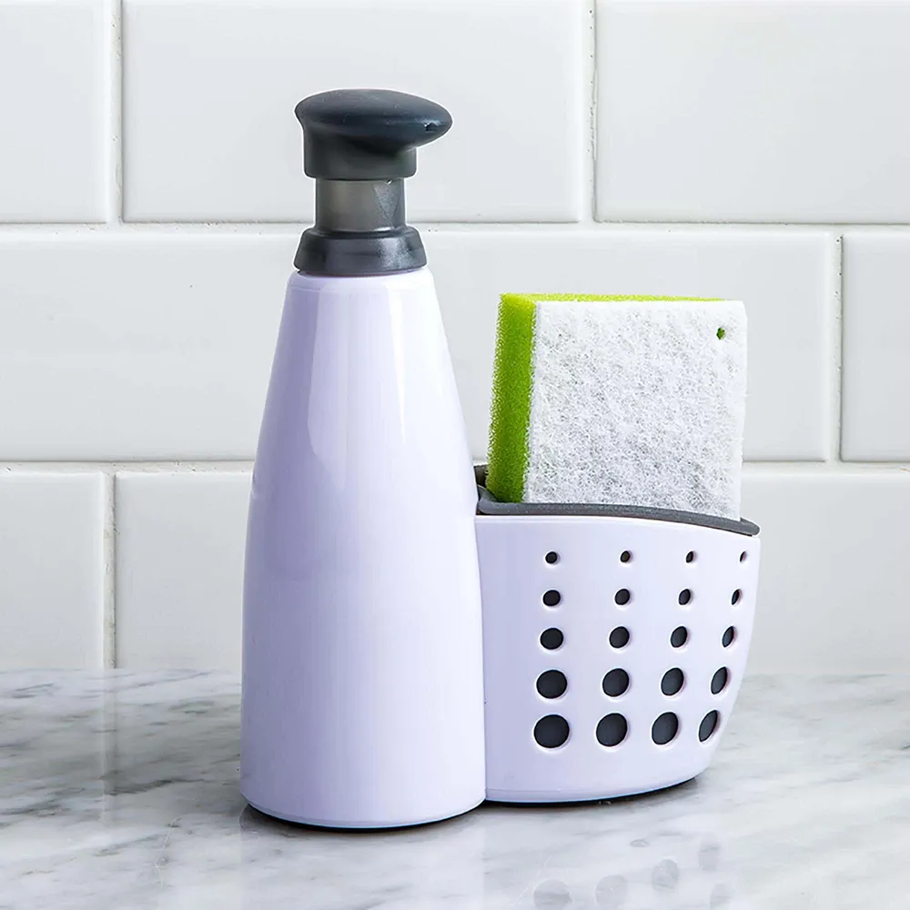 Casabella Sink Sider Soap Dispenser with Sponge (White/Grey)