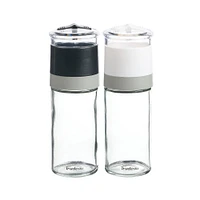 Trudeau Mini Salt and Pepper Mill - Set of 2 (Glass/Black/White)