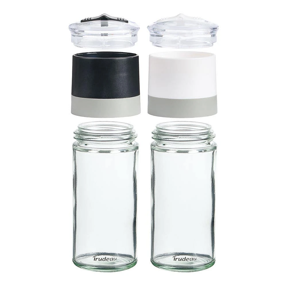 Trudeau Mini Salt and Pepper Mill - Set of 2 (Glass/Black/White)