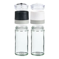 Trudeau Mini Salt and Pepper Mill - Set of 2 (Glass/Black/White)