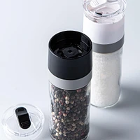 Trudeau Mini Salt and Pepper Mill - Set of 2 (Glass/Black/White)