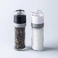 Trudeau Mini Salt and Pepper Mill - Set of 2 (Glass/Black/White)