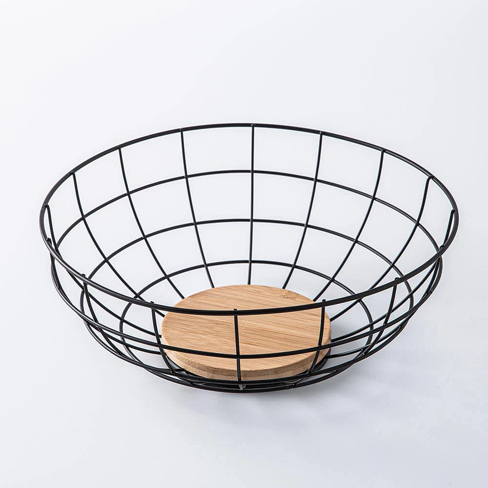 KSP Natura Bamboo & Wire Fruit Basket (Black/Natural)