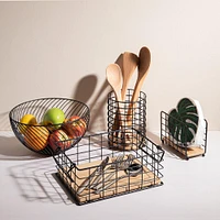 KSP Natura Bamboo & Wire Fruit Basket (Black/Natural)