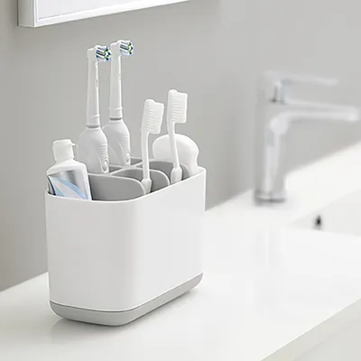 Joseph Joseph Smart Bath Toothbrush Holder Caddy (White/Grey)
