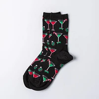 Hotsox Women's 'Xmas Cocktails' Crew Socks - Set of 2 (Multi Colour)