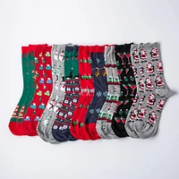 Hotsox Women's 'Xmas Cocktails' Crew Socks - Set of 2 (Multi Colour)