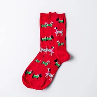 Hotsox Women's 'Christmas Dogs' Crew Socks - Set of 2 (Multi Colour)