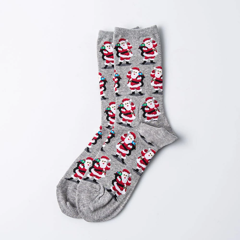 Hotsox Women's 'Santa & Presents' Crew Socks - Set of 2 (Multi Colour)