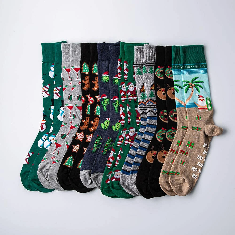 Hotsox Men's 'Christmas Cactus' Crew Socks - Set of 2 (Multi Colour)