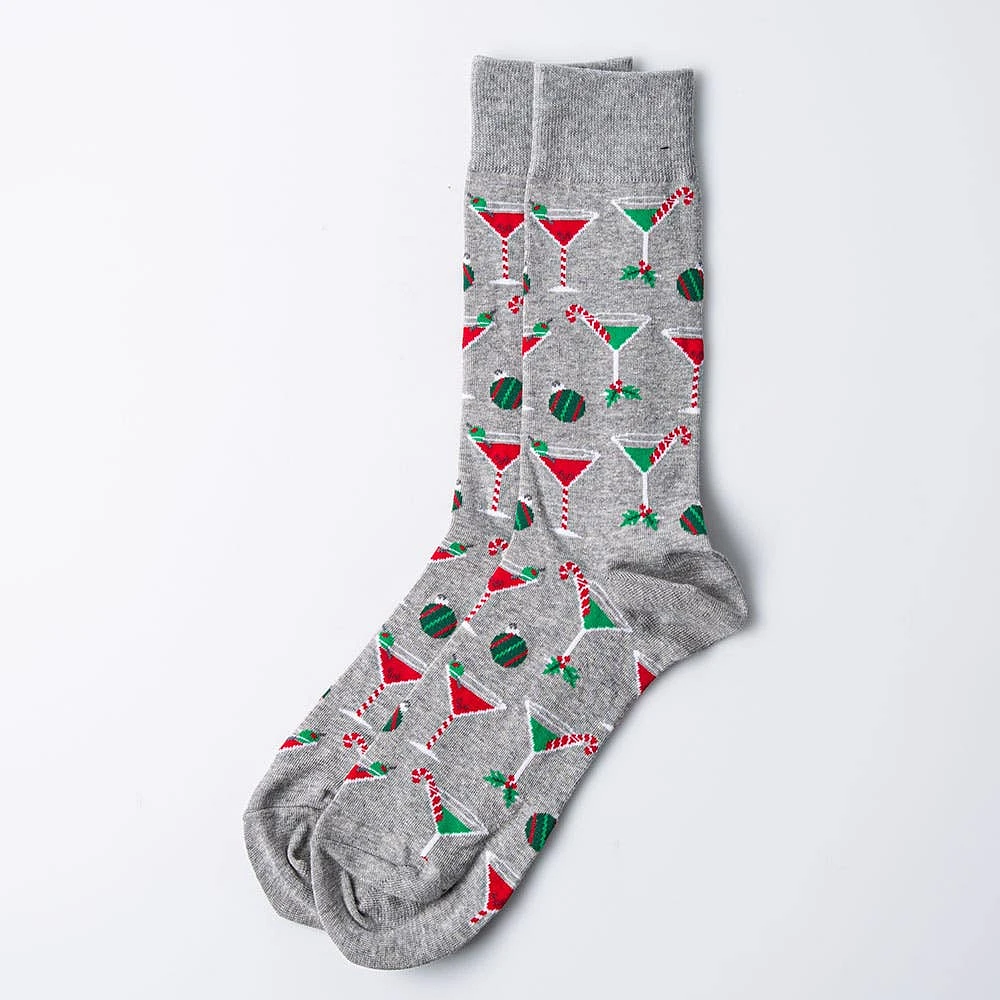 Hotsox Men's 'Christmas Cocktails' Crew Socks - Set of 2 (Multi)