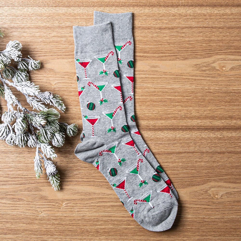 Hotsox Men's 'Christmas Cocktails' Crew Socks - Set of 2 (Multi)