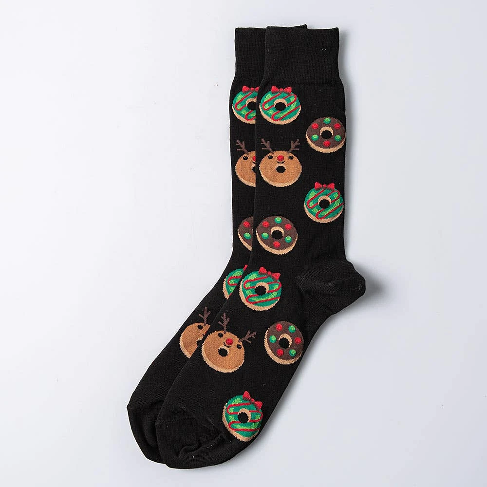 Hotsox Men's 'Christmas Donut' Crew Socks - Set of 2 (Multi Colour)