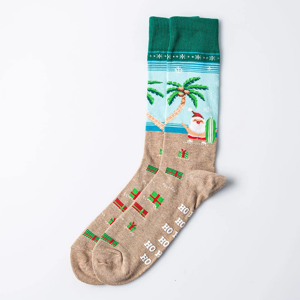 Hotsox Men's 'Surfing Santa' Crew Socks - Set of 2 (Multi Colour)