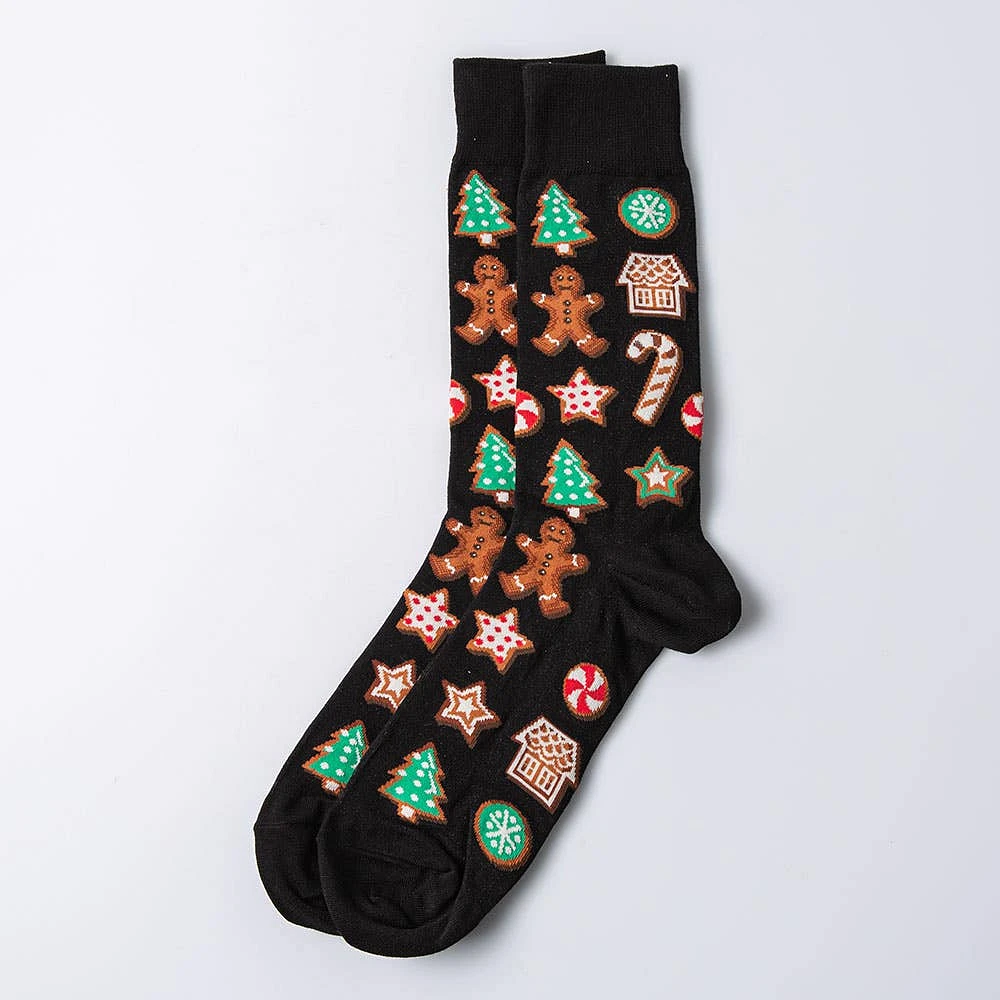 Hotsox Men's 'Christmas Cookies' Crew Socks - Set of 2 (Multi Colour)