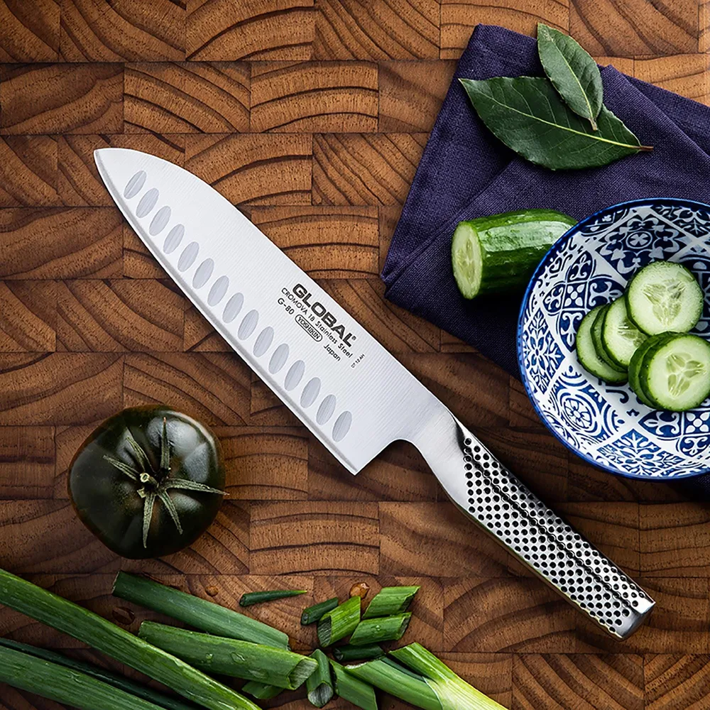 Global Classic 7" Santoku Knife with Fluted Edge (Stainless Steel)