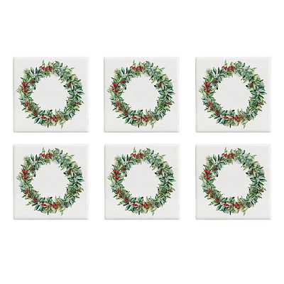 Harman Christmas 'Wreath' Ceramic Coaster - Set of 6