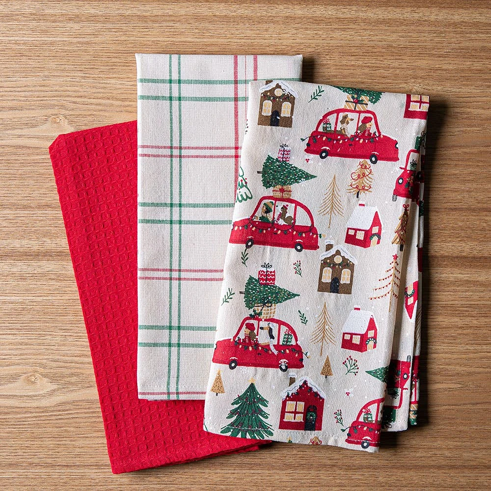 Harman Christmas 'Feels Like Christmas' Cotton Kitchen Towel - Set/3