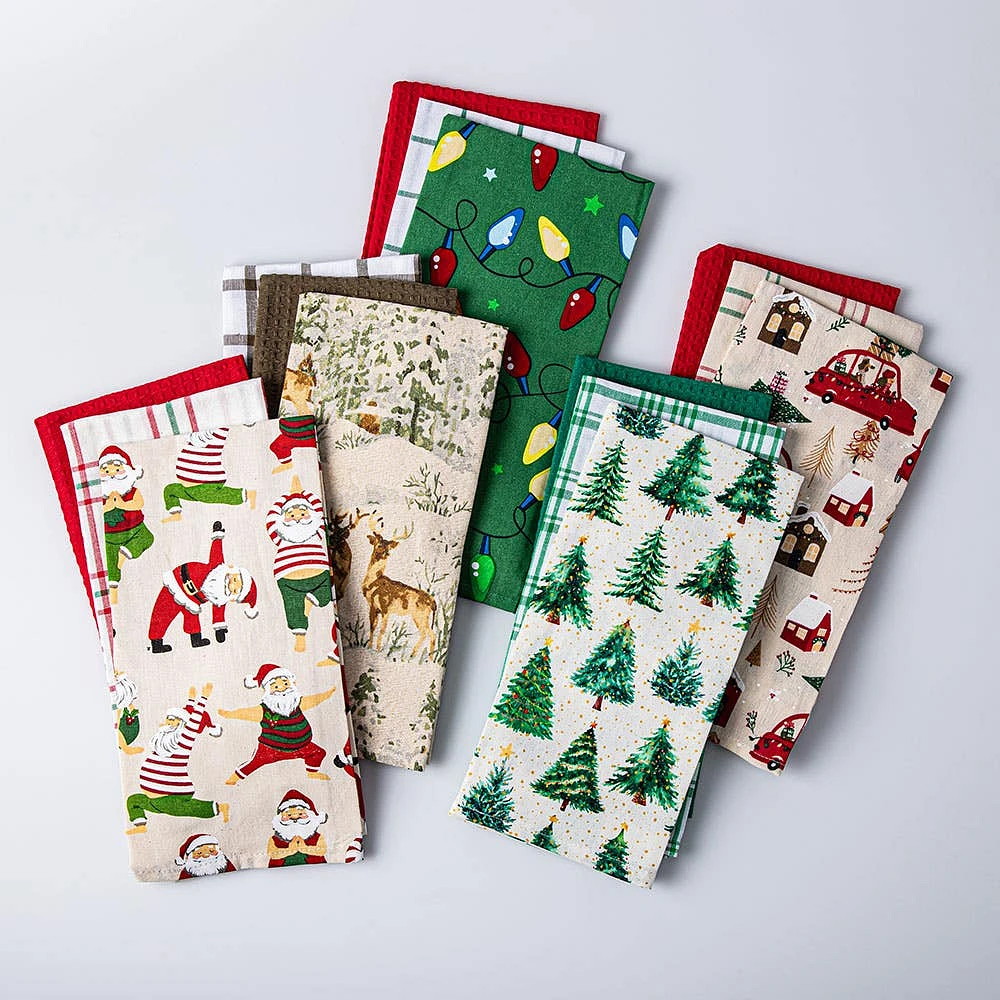 Harman Christmas 'Shimmer Reindeer' Cotton Kitchen Towel - Set/3