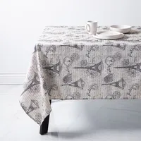 Easycare Printed 'Paris' Polyester Tablecloth 58x78" (Charcoal/Beige)