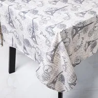 Easycare Printed 'Paris' Polyester Tablecloth 58x78" (Charcoal/Beige)