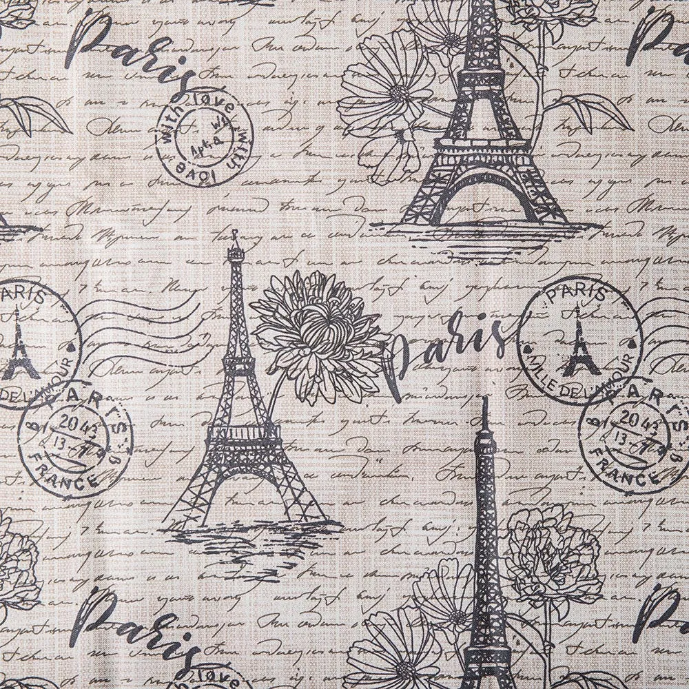 Easycare Printed 'Paris' Polyester Tablecloth 58x78" (Charcoal/Beige)