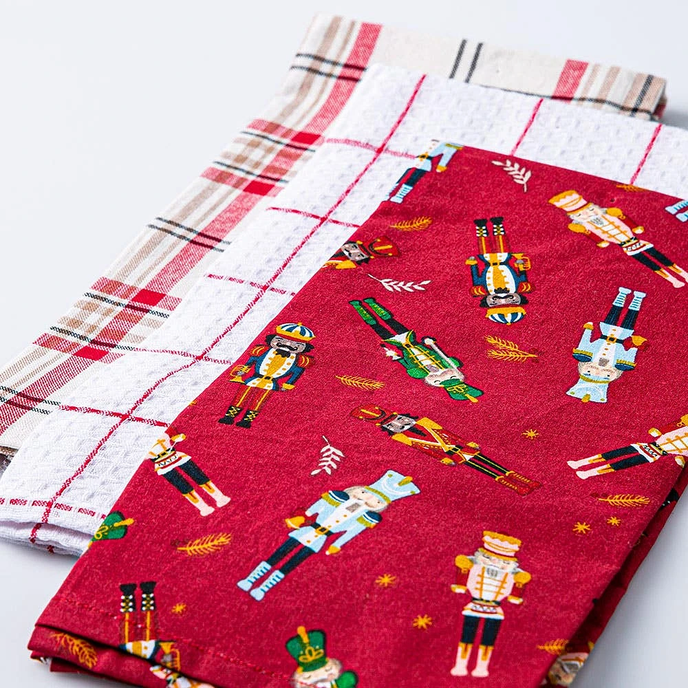 Harman Christmas 'Merry Nutcrackers' Cotton Kitchen Towel - Set/3