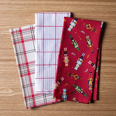 Harman Christmas 'Merry Nutcrackers' Cotton Kitchen Towel - Set/3