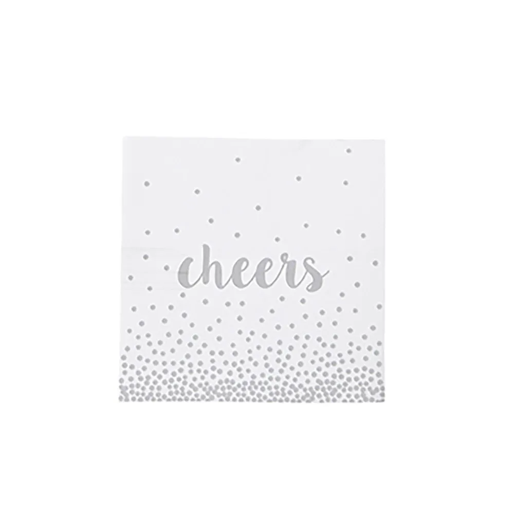 Harman 3-Ply 'Cheers' Paper Napkin (White/Silver)