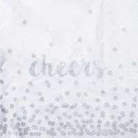 Harman 3-Ply 'Cheers' Paper Napkin (White/Silver)