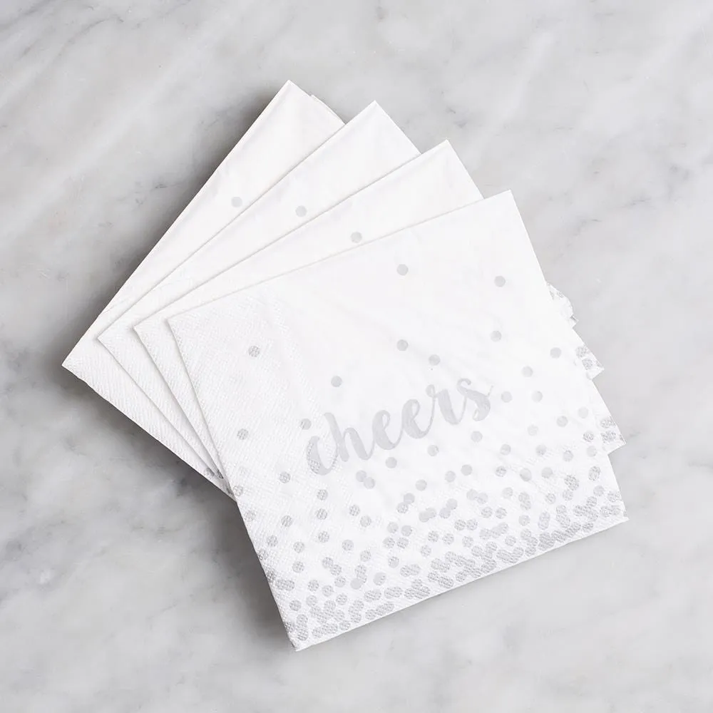 Harman 3-Ply 'Cheers' Paper Napkin (White/Silver)