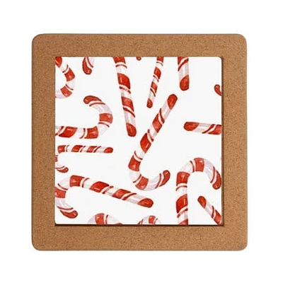 Harman Christmas 'Candy Cane' Cork Trivet 8"x8" (Multi Colour)