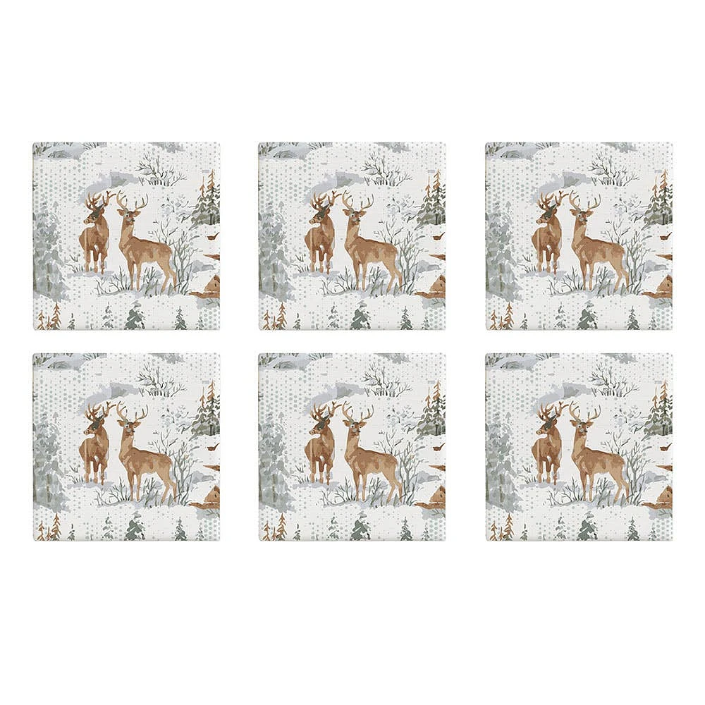 Harman Christmas 'Reindeer' Ceramic Coaster - Set of 6 Multi