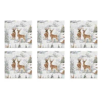 Harman Christmas 'Reindeer' Ceramic Coaster - Set of 6 Multi