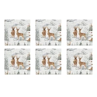 Harman Christmas 'Reindeer' Ceramic Coaster - Set of 6 Multi