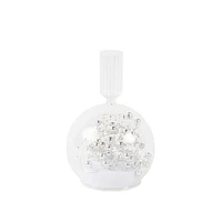 Harman Christmas Ornament` LED Glass Candle Holder (Silver)