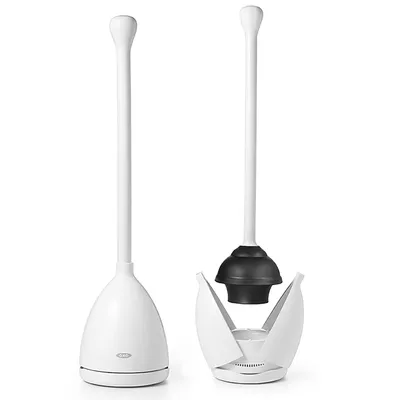 OXO Good Grips Bath Toilet Plunger with Caddy (White)
