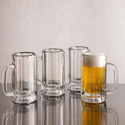 Libbey Heidelberg Traditional Beer Mug with Handle - Set of 4 (Clear)