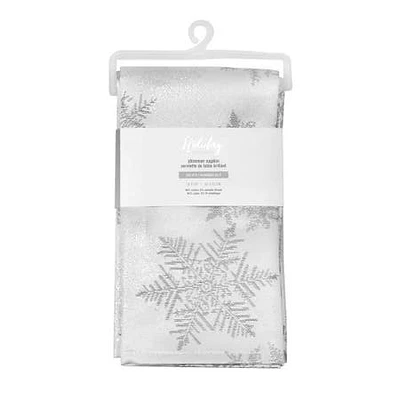 Harman Frosted Snow Christmas Cotton Napkin - Set of 4 (Multi Colour)